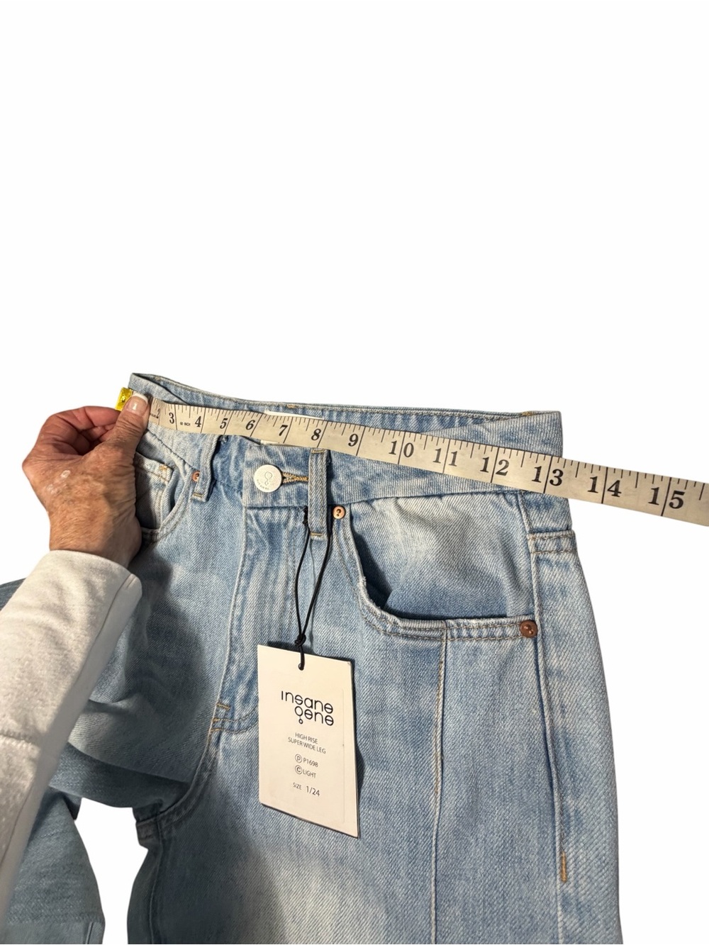 NWT Insane Gene High Rise Super Wide Leg Light Wash Womens Jeans Sz 24 - Picture 12 of 14